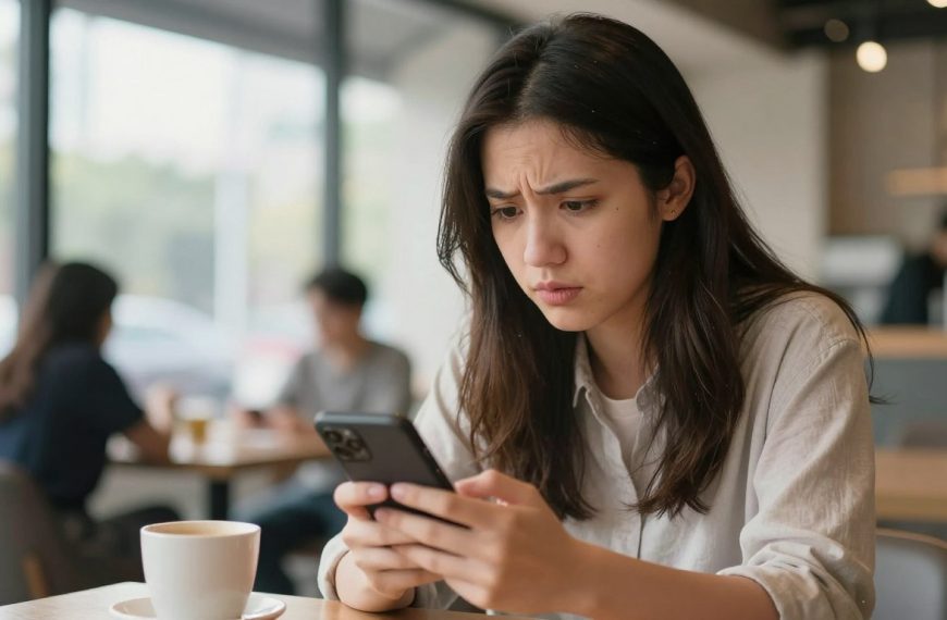 Dziewczyna pisząca pierwszą wiadomość do chłopaka na telefonie