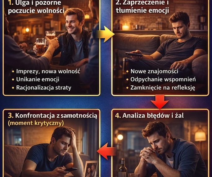 Mężczyzna przechodzący przez etapy rozstania - kiedy facet żałuje rozstania psycholog